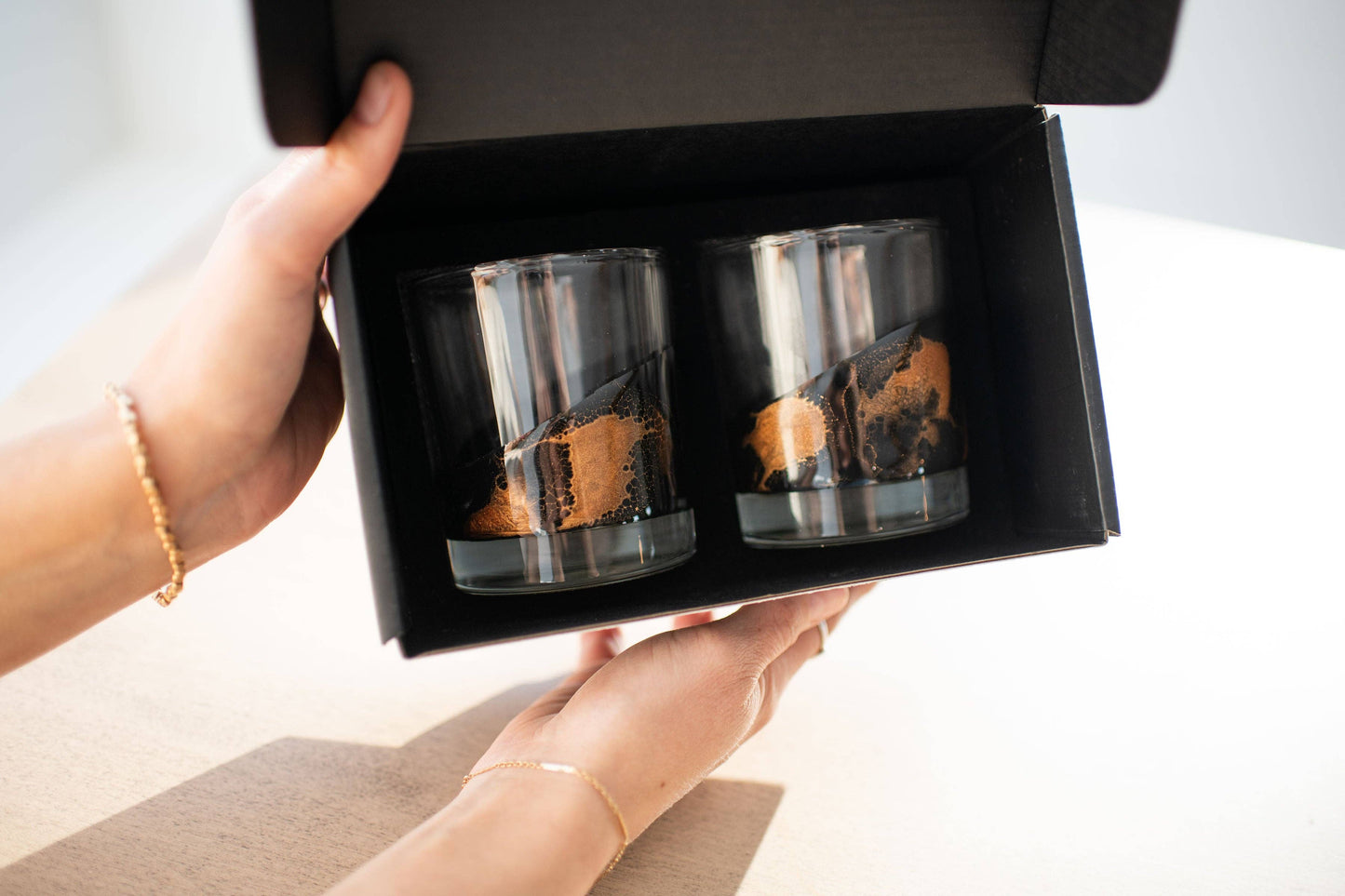 Resin Coated Old Fashioned Whisky Glasses
