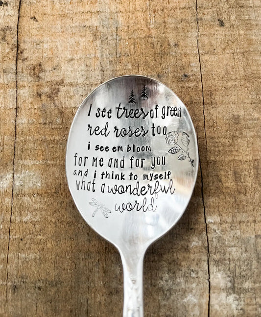 What A Wonderful World Song Vintage Stamped spoon