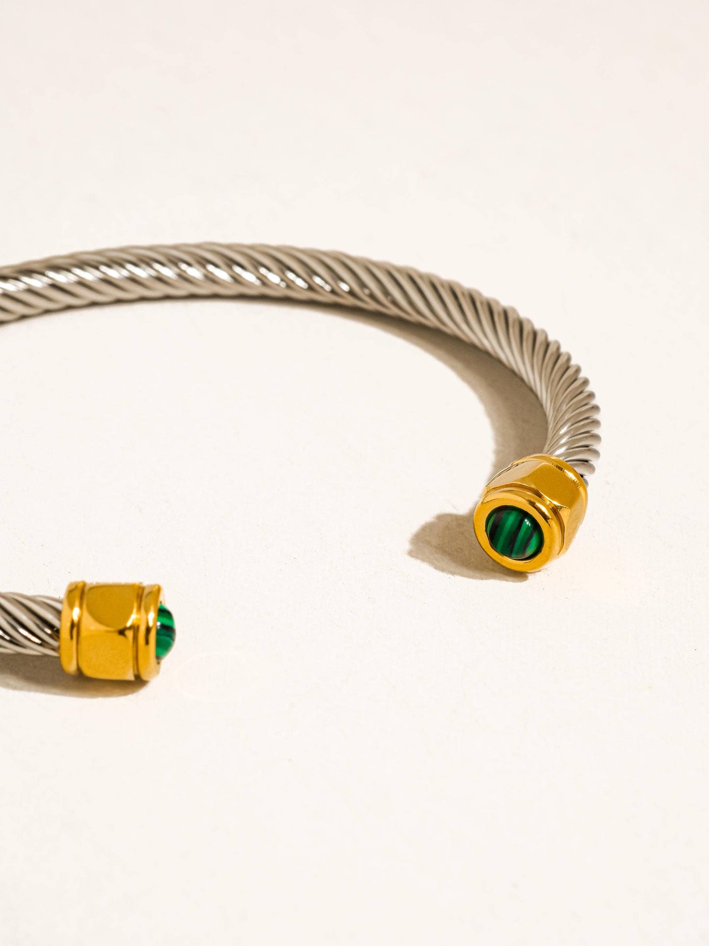 Vail 18K Gold Non-Tarnish Stone Braided Bangle