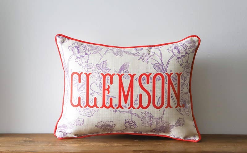 Clemson Toile Piped Pillow