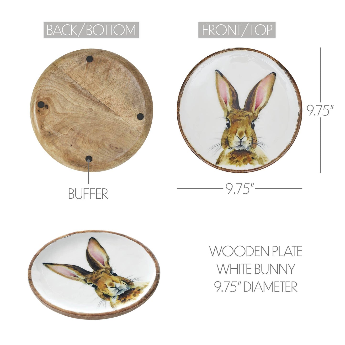 Bunny Hop Wooden Plate White