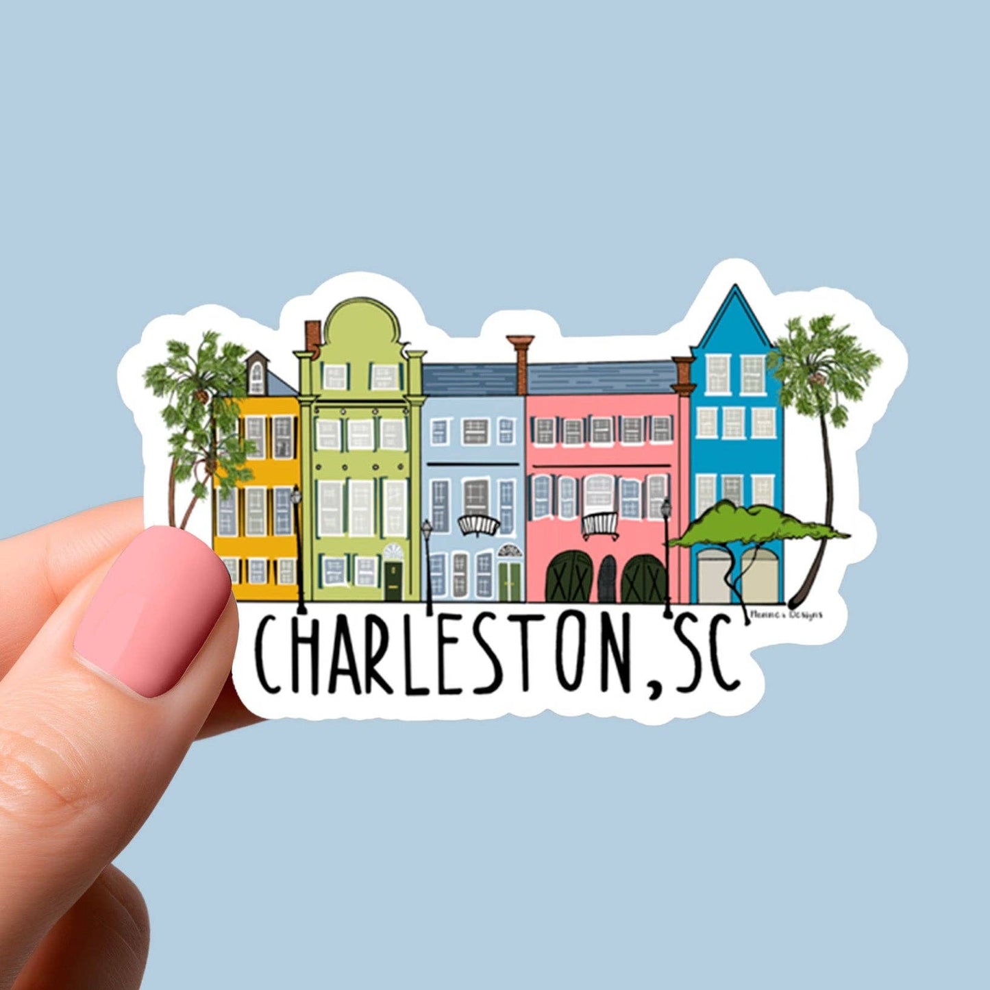 Rainbow Row Charleston, SC Sticker