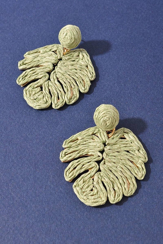 RAFFIA STRAW LEAF EARRINGS