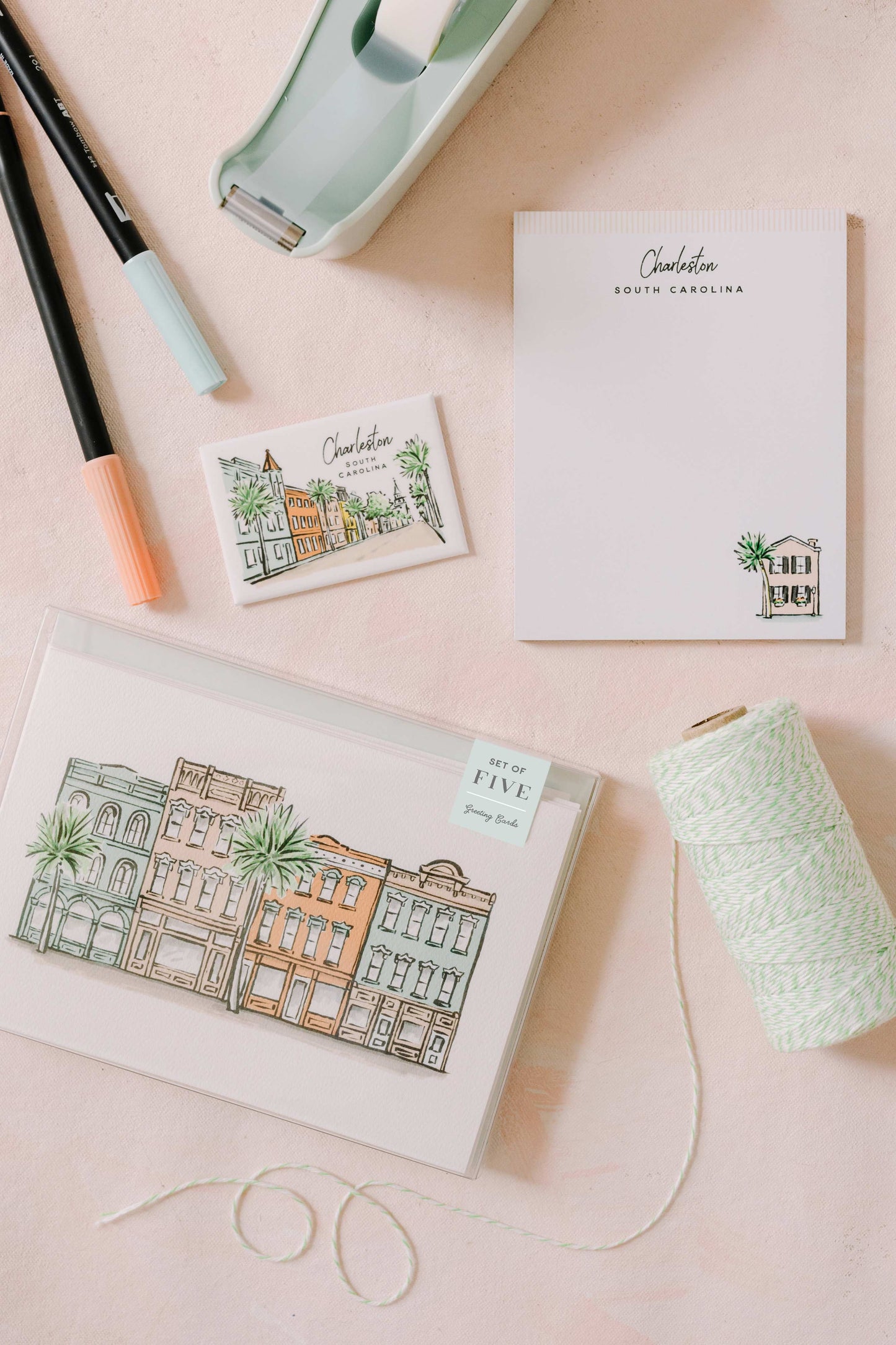 Sherbet Painted Streets: The Downtown Folded Greeting Card
