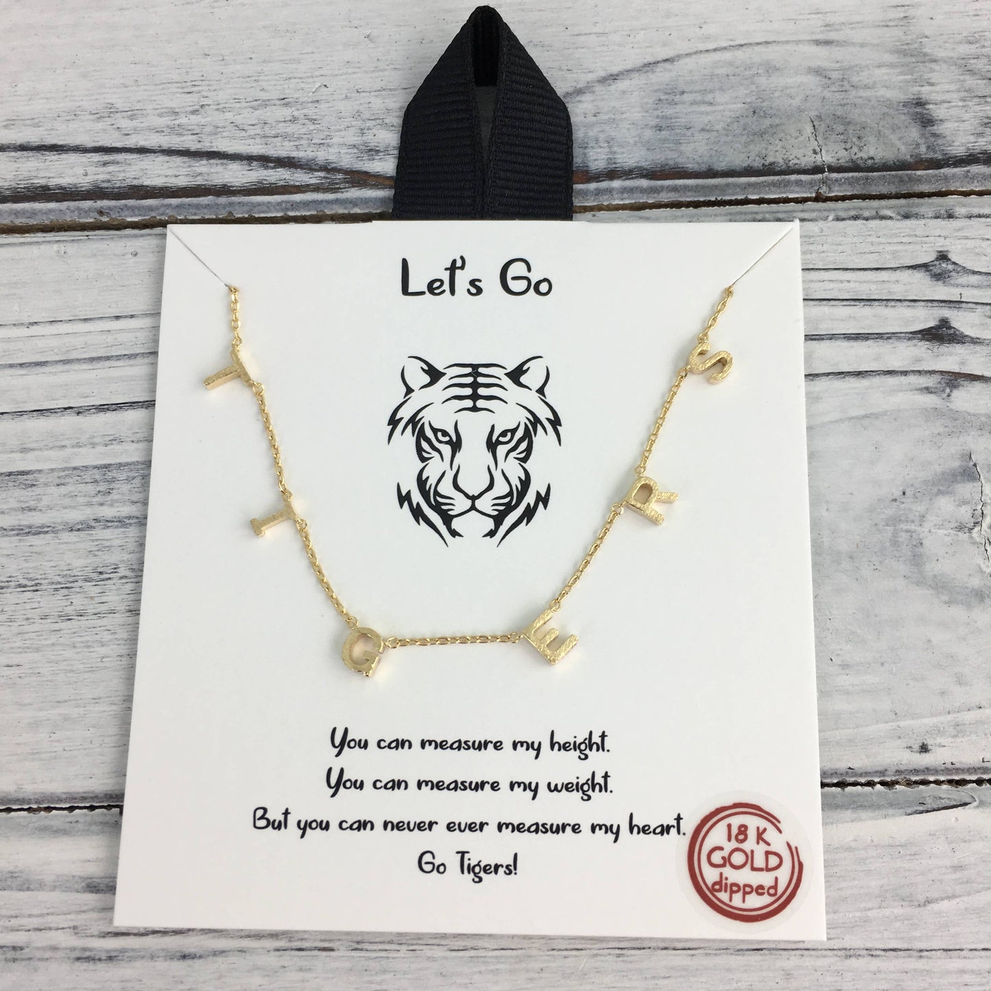 Dainty Tigers dangle word necklace gold