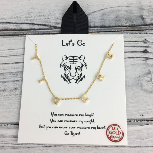 Dainty Tigers dangle word necklace gold