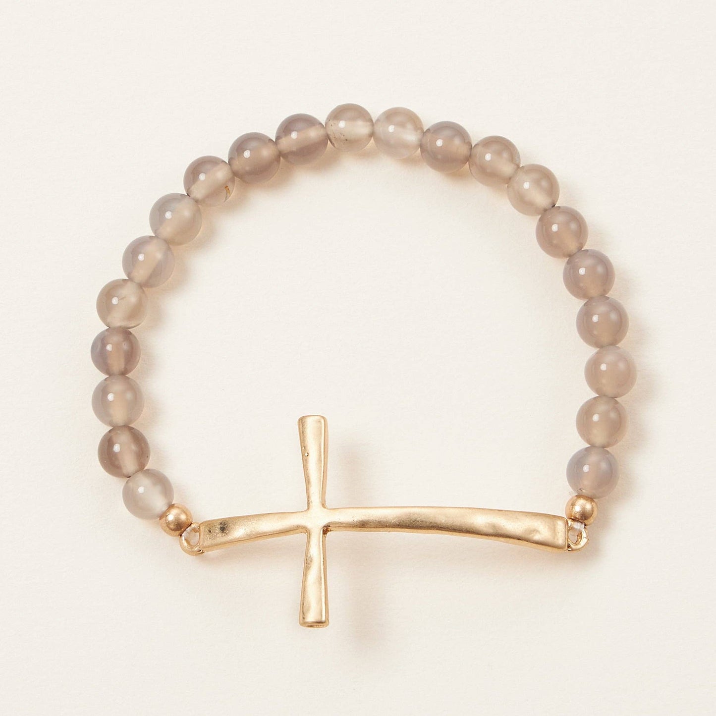 Natural Stone Cross Stretch Bracelet