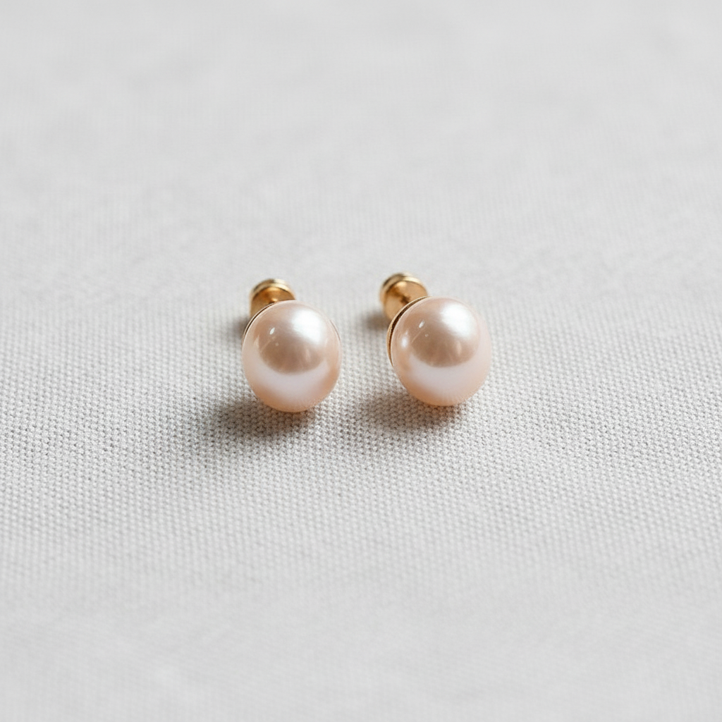 Cherry Blossom Pearl Stud Earrings