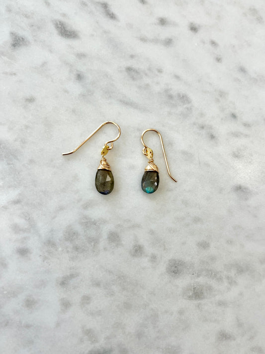 Labradorite mini disc earrings