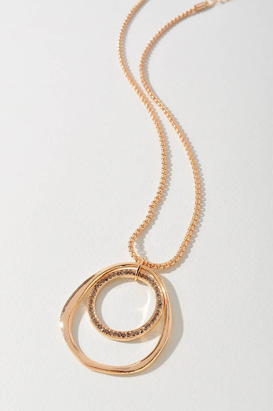 Double Circle Pendant Chain Necklace