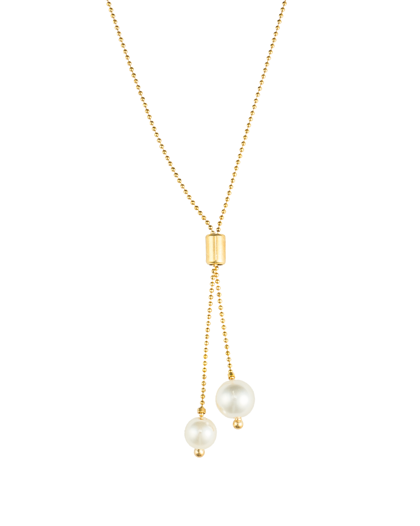 Adjustable Bolo Ball Chain Tie With Pearl Beads ~ Water Resistant