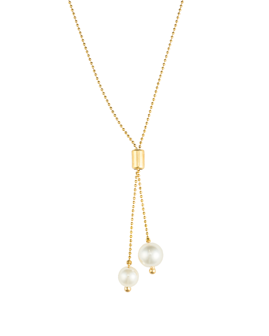 Adjustable Bolo Ball Chain Tie With Pearl Beads ~ Water Resistant