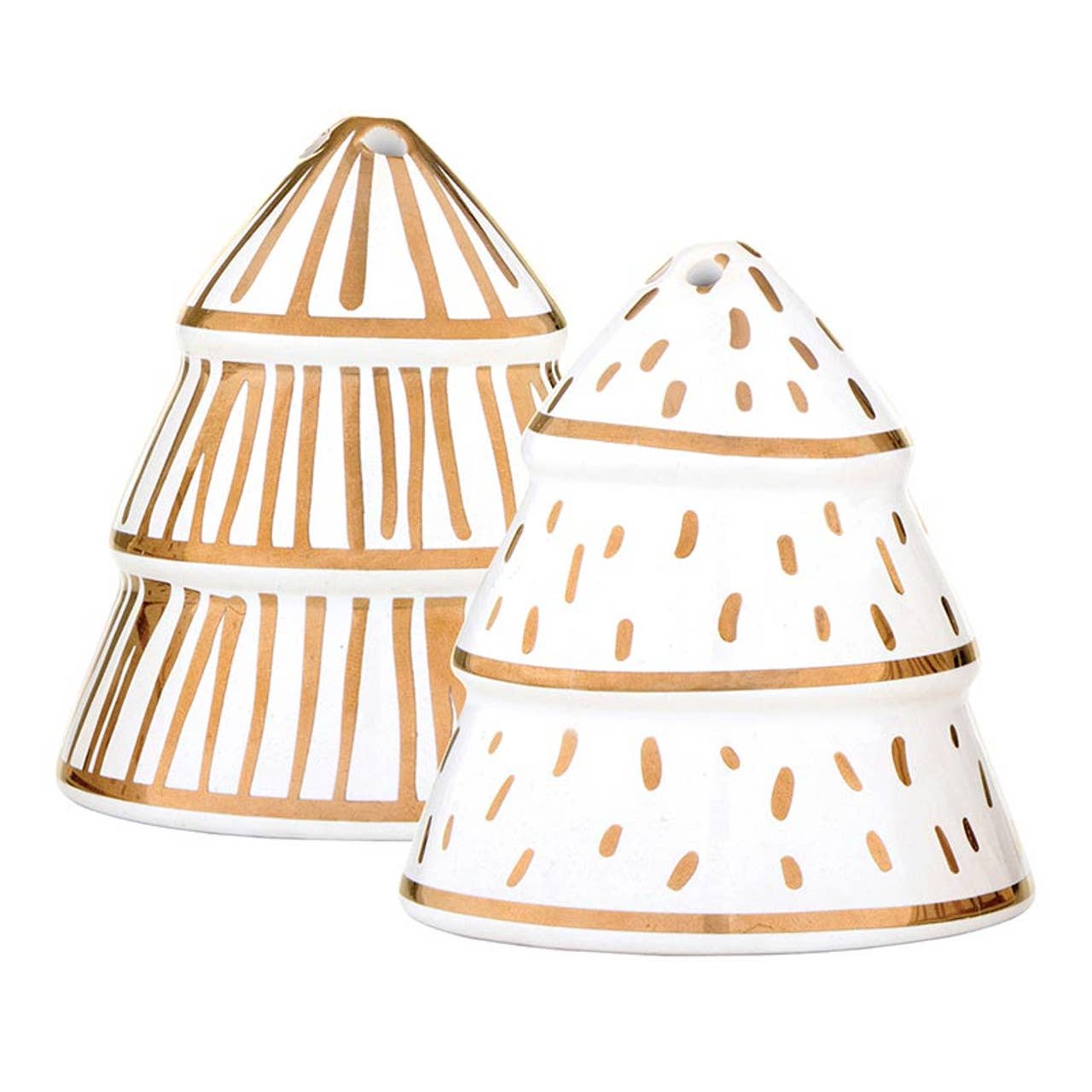 Gold Striped Tree Salt + Pepper Shakers