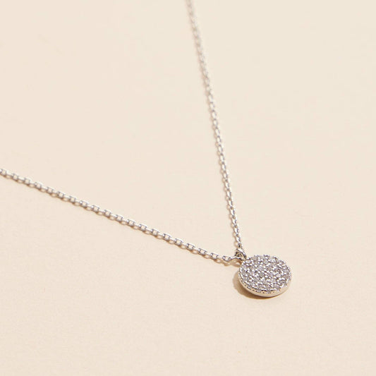 Pave Sparkling Disc Pendant Necklace