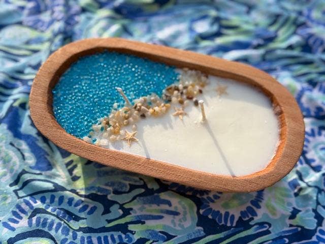 Paisley Duck "BEACH" mini 2 wick dough bowl soy candle