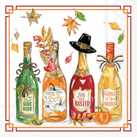 Paper Cocktail Napkin 20 Ct Fall Bottles