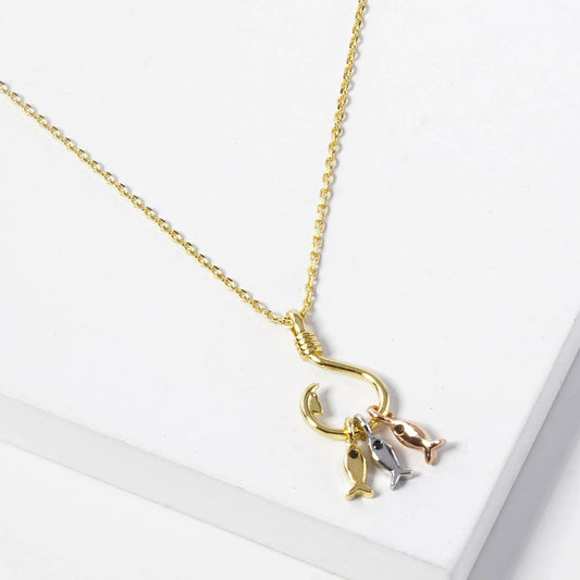 Gold-Dipped Fish Hook Fashion Necklace