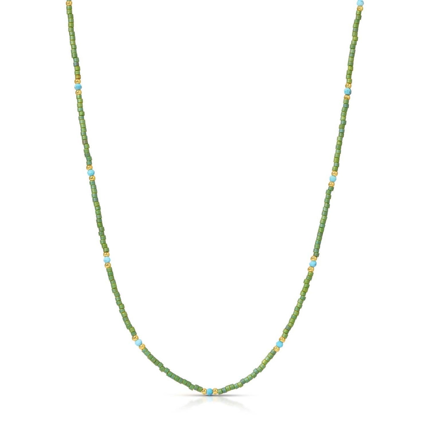 Miyuki Delica and 2mm Stone Necklace