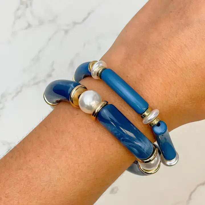 Acrylic Pearl Tube Bracelet