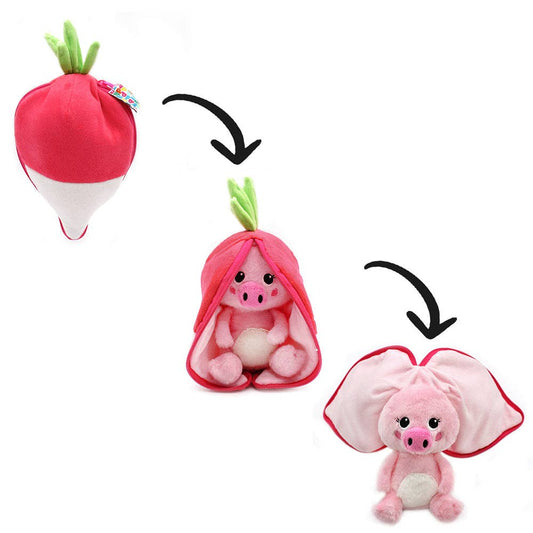 Plush toy that transforms from a radish into a pig