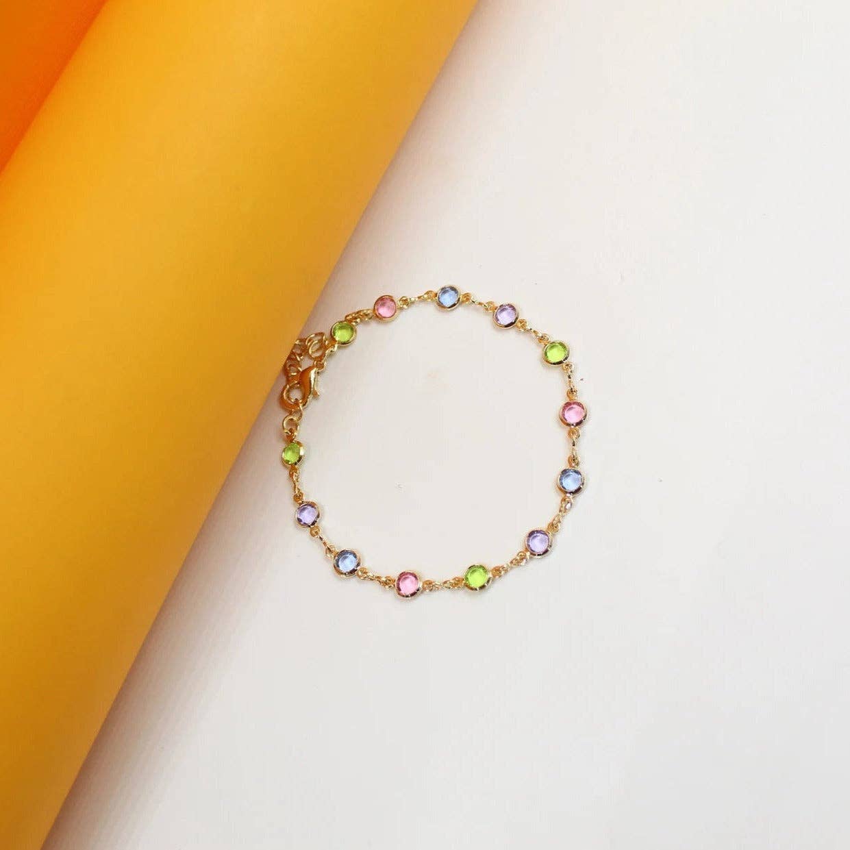 Light Round Multicolor CZ Stone Anklet ~ Water Resistant
