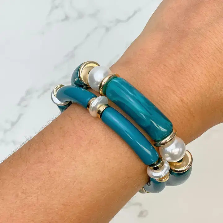 Acrylic Pearl Tube Bracelet