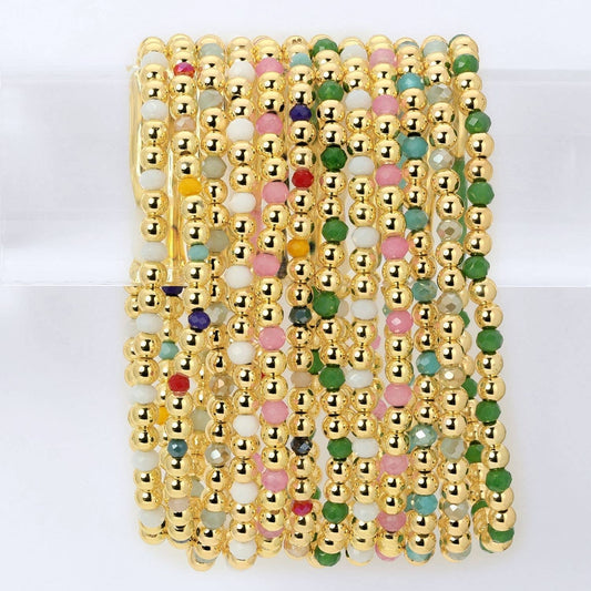 Gold & Bead Stretch Bracelets