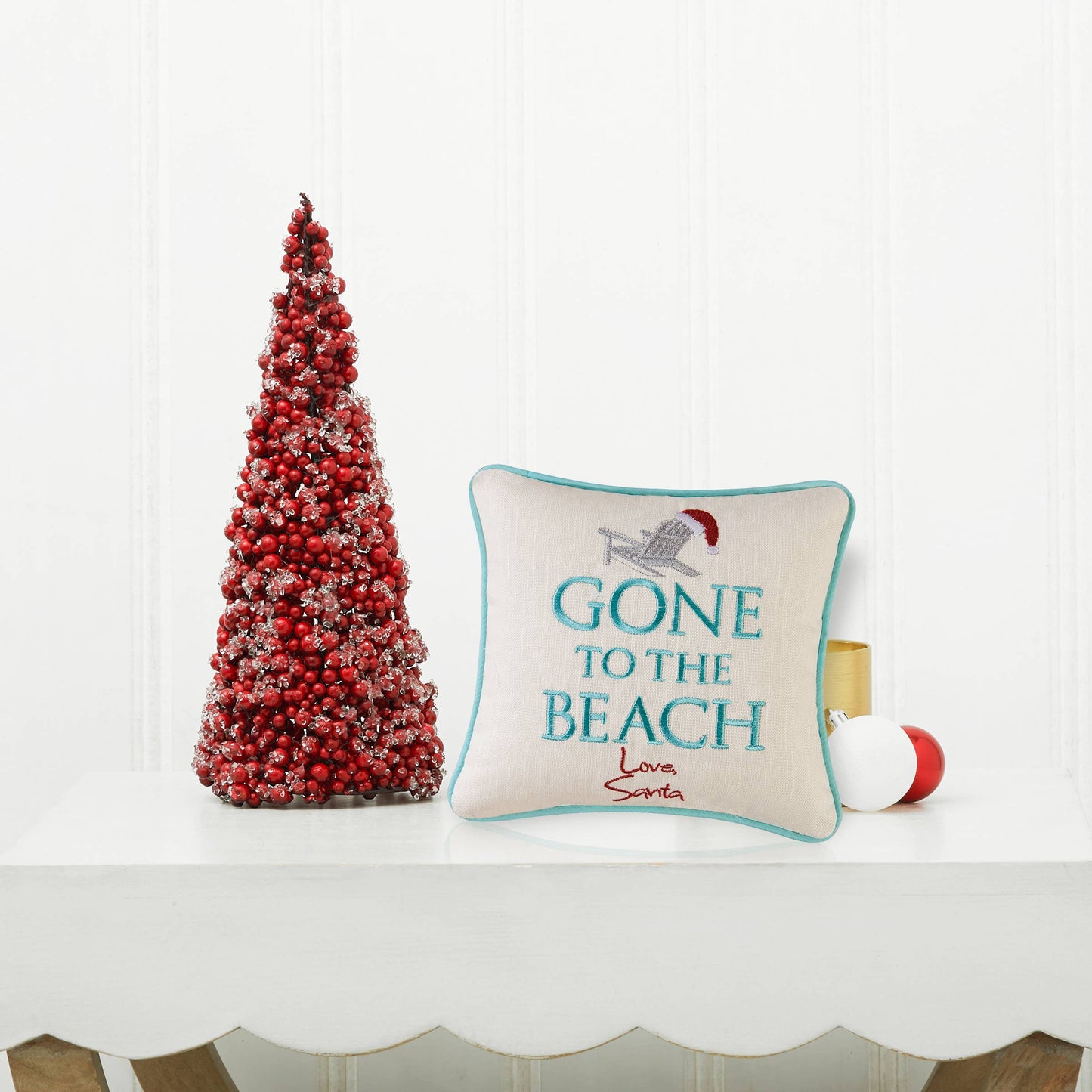 Christmas Gone To The Beach Coastal Throw Pillow