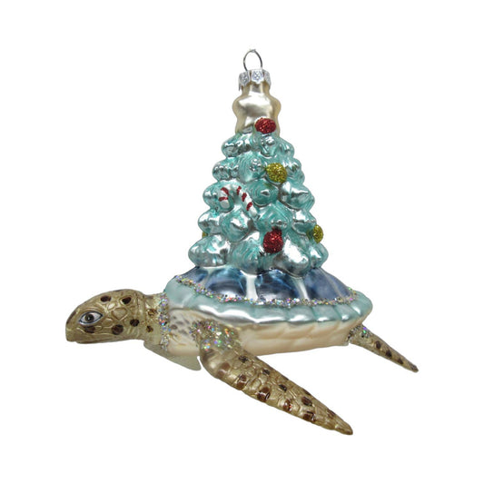 Shimmer Blue Shell Turtle Ornament