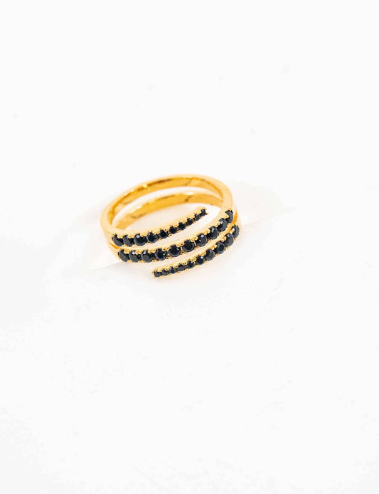 Stone Twist Adjustable Ring | Black