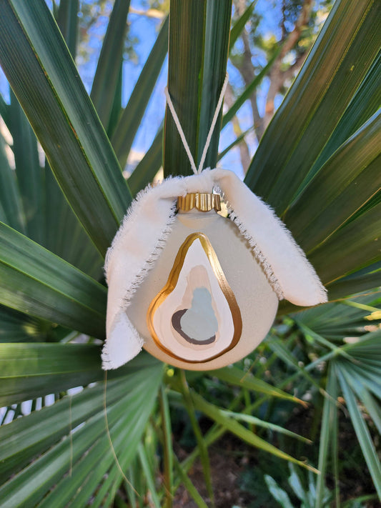 Hand Painted Golden Oyster Ornament