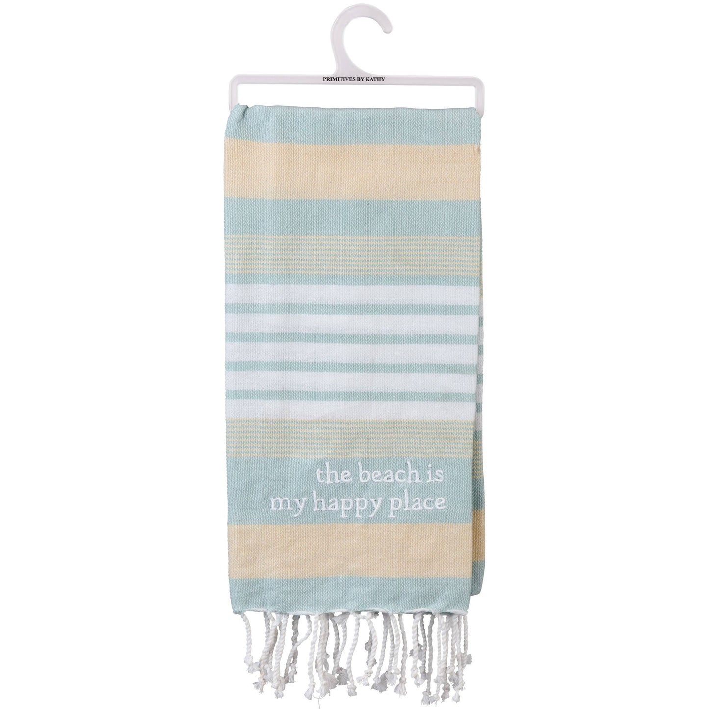 Beach Is My Happy Place Striped Kitchen Towel