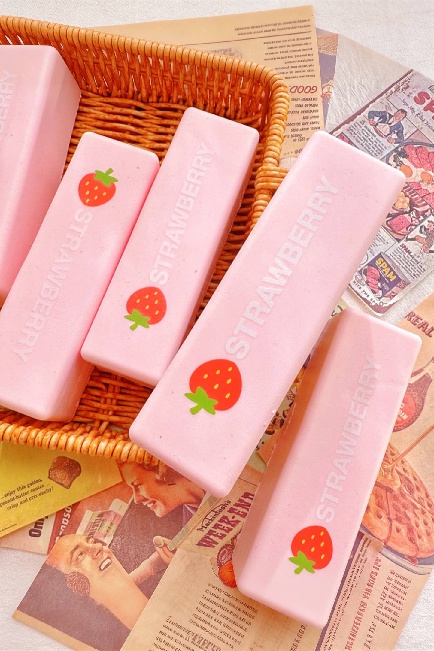 Strawberry Patterned Rectangular Stress Toy Gifts