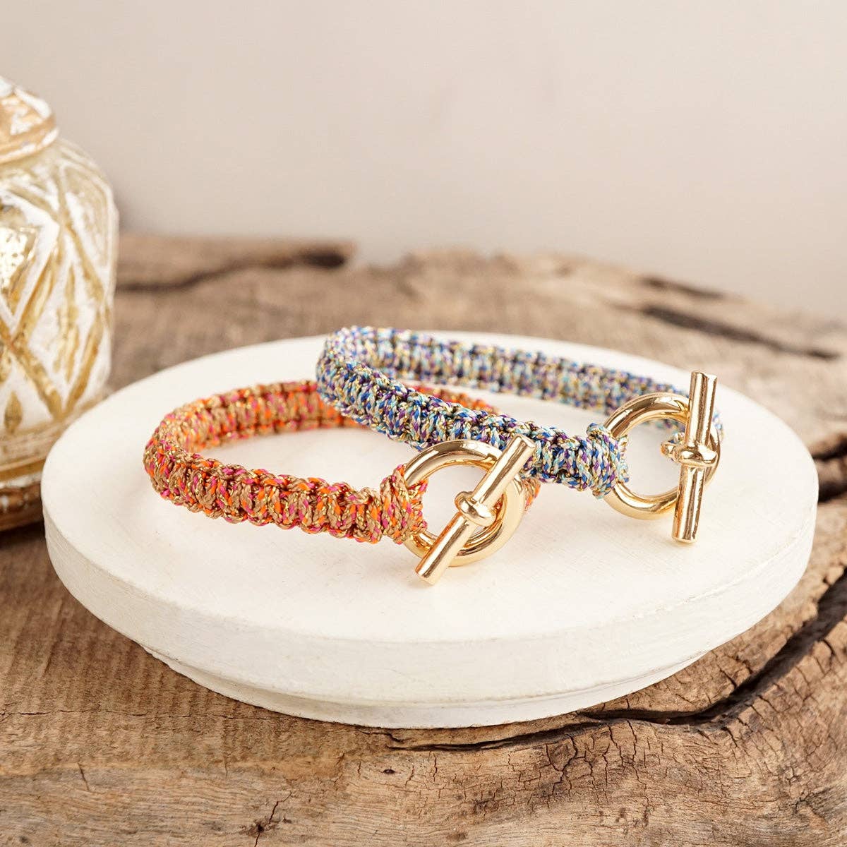 Statement Cord Bracelet – Braided Gold Toggle Bracelet