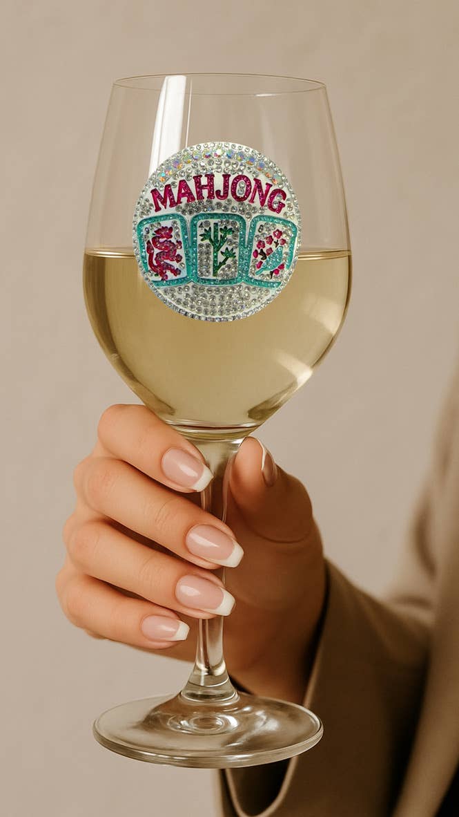 Mahjong Stemmed Wine Glass