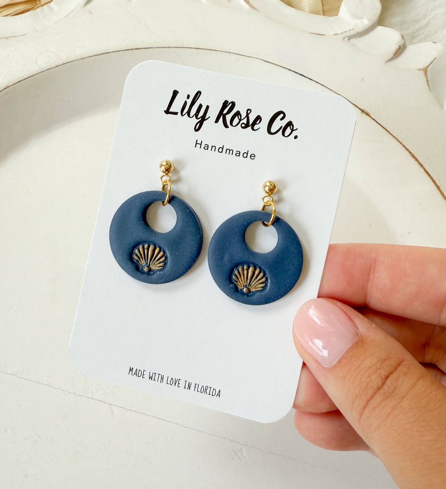 Navy Blue Shells Earrings