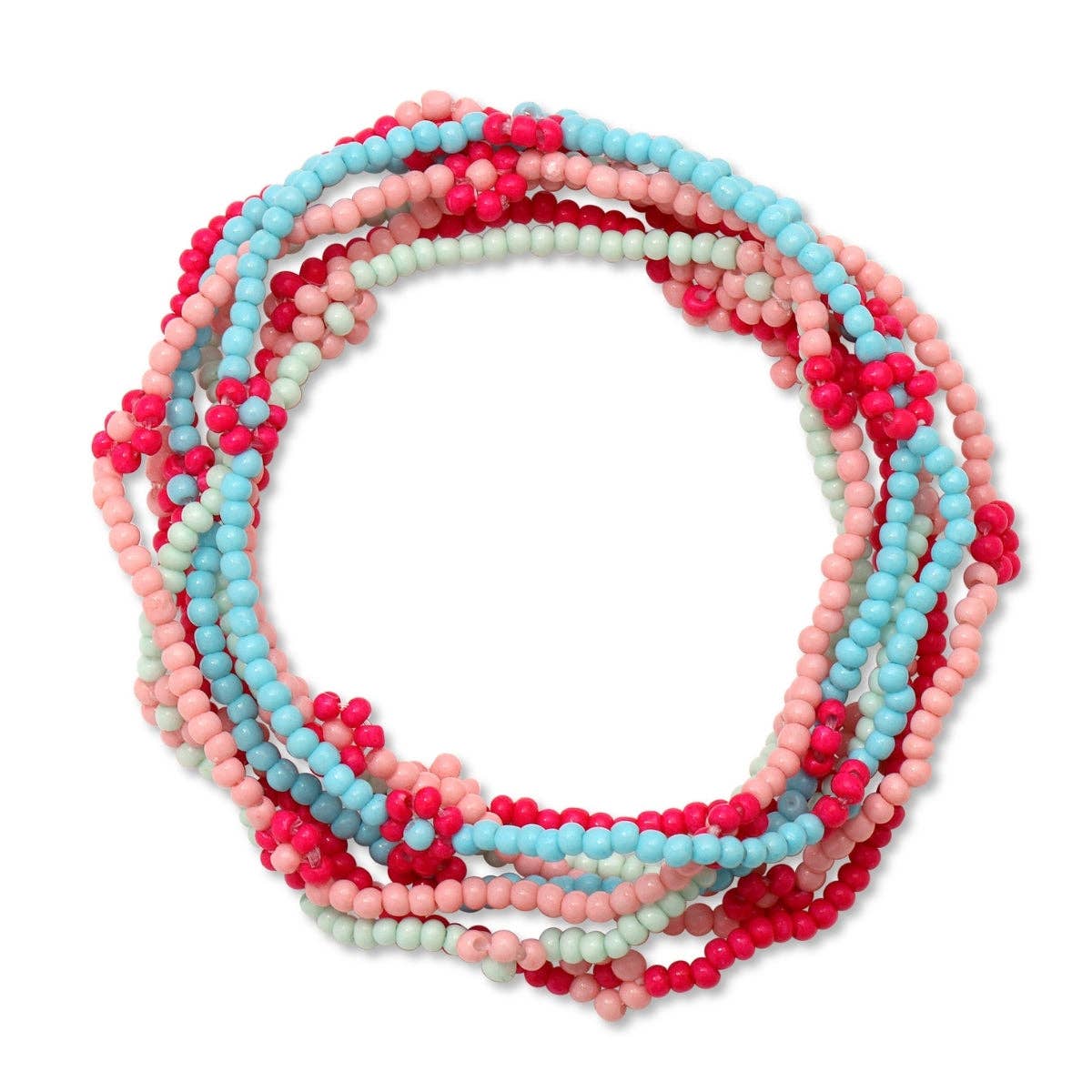 Assorted 2mm Stretch Seed Bead Bracelets with Flowers