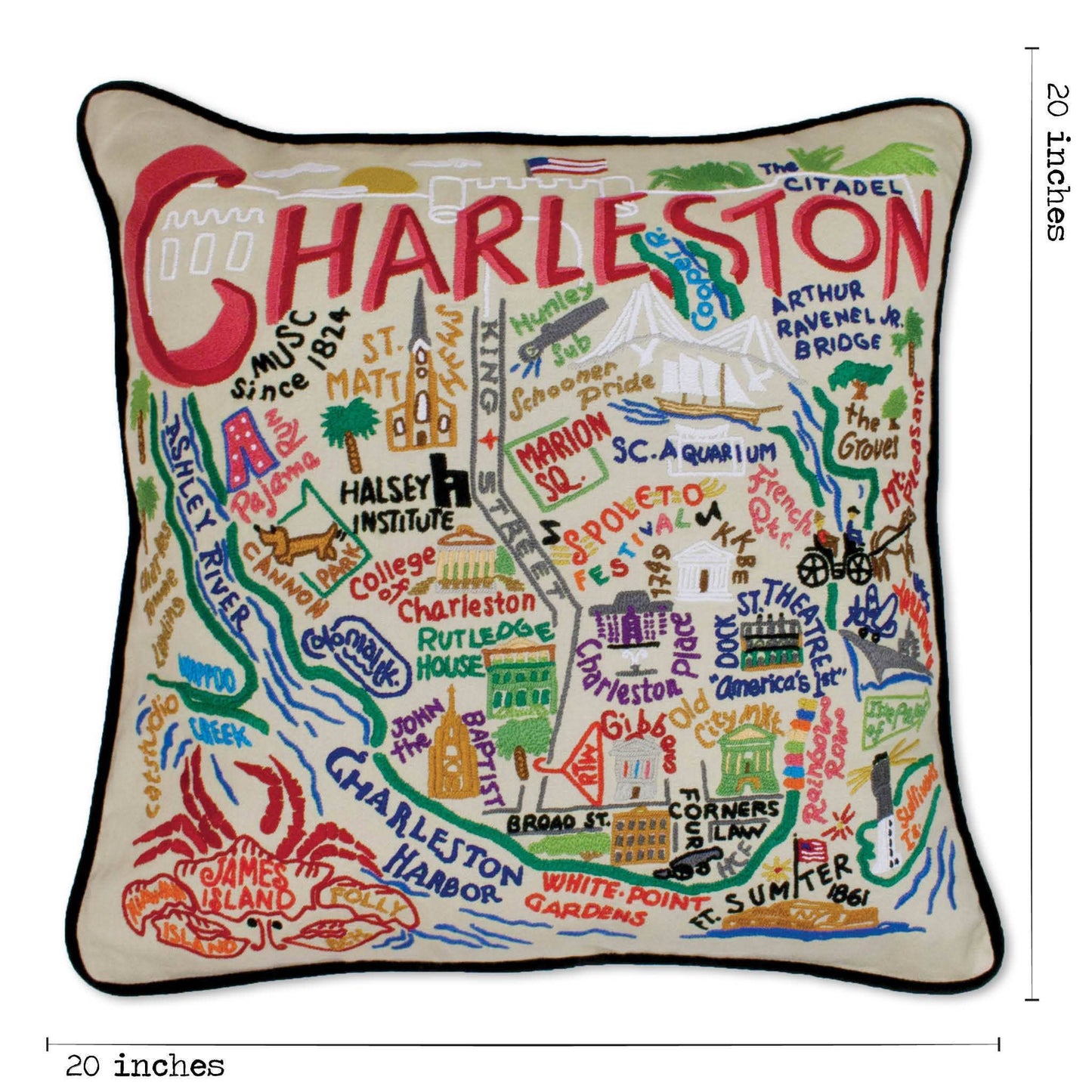 Charleston Hand-Embroidered Pillow