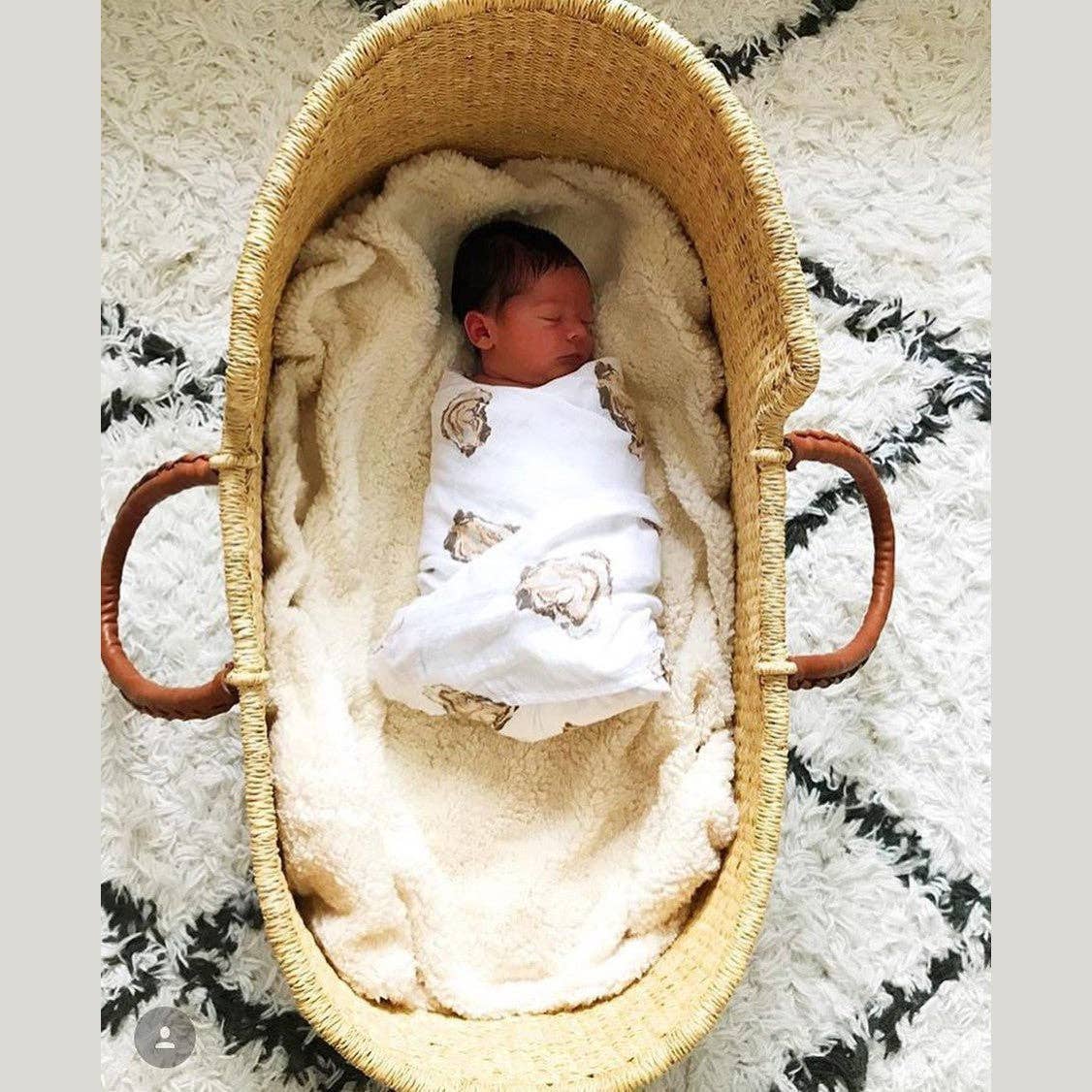 Aw, Shucks! Oyster Baby Muslin Swaddle Blanket Extra Large 47 x 47