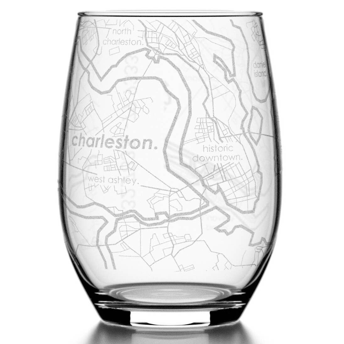 Charleston Map Stemless Wine Glass