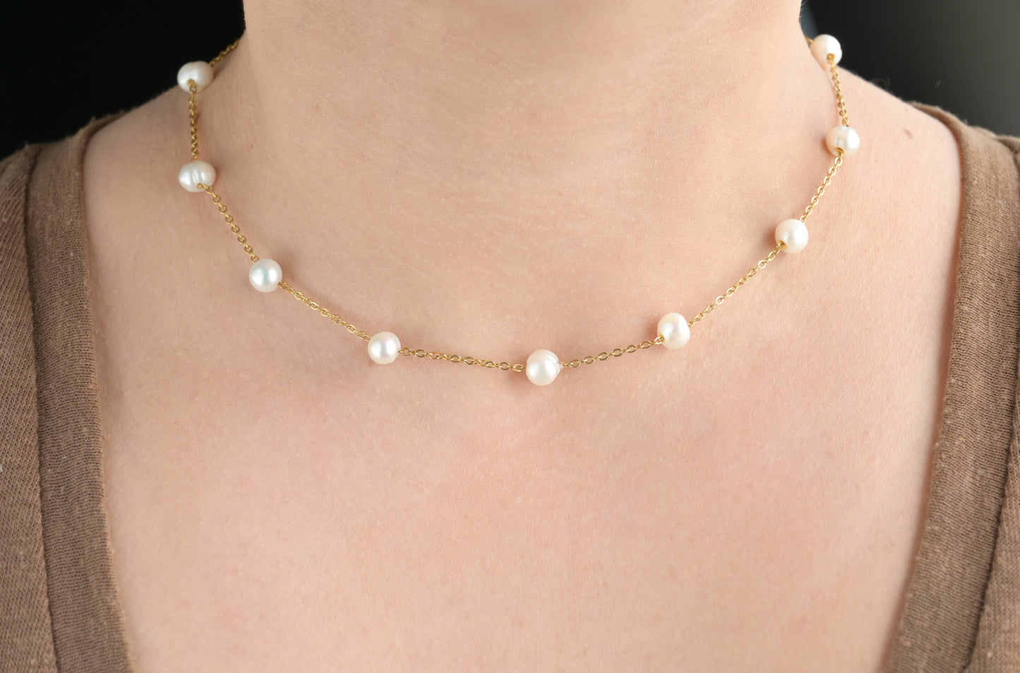 Gold Pearl Chain Necklaces - Waterproof Assorted Peal Chains