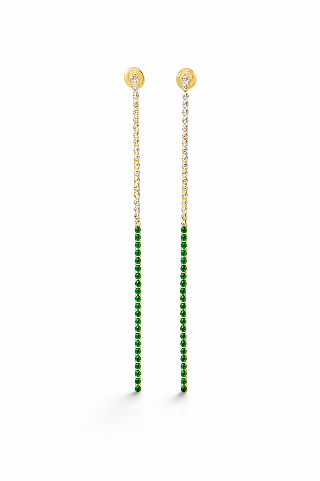 Long Tennis Drop Earrings – CZ Linear Dangle Earrings with Color Stones ~ Water Resistant