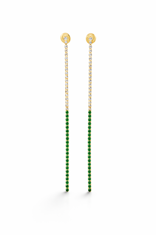 Long Tennis Drop Earrings – CZ Linear Dangle Earrings with Color Stones ~ Water Resistant