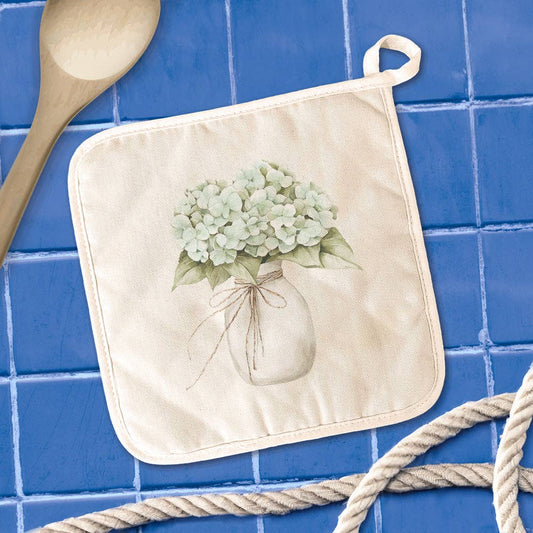 Watercolor Hydrangea Vase - Cotton Pot Holder