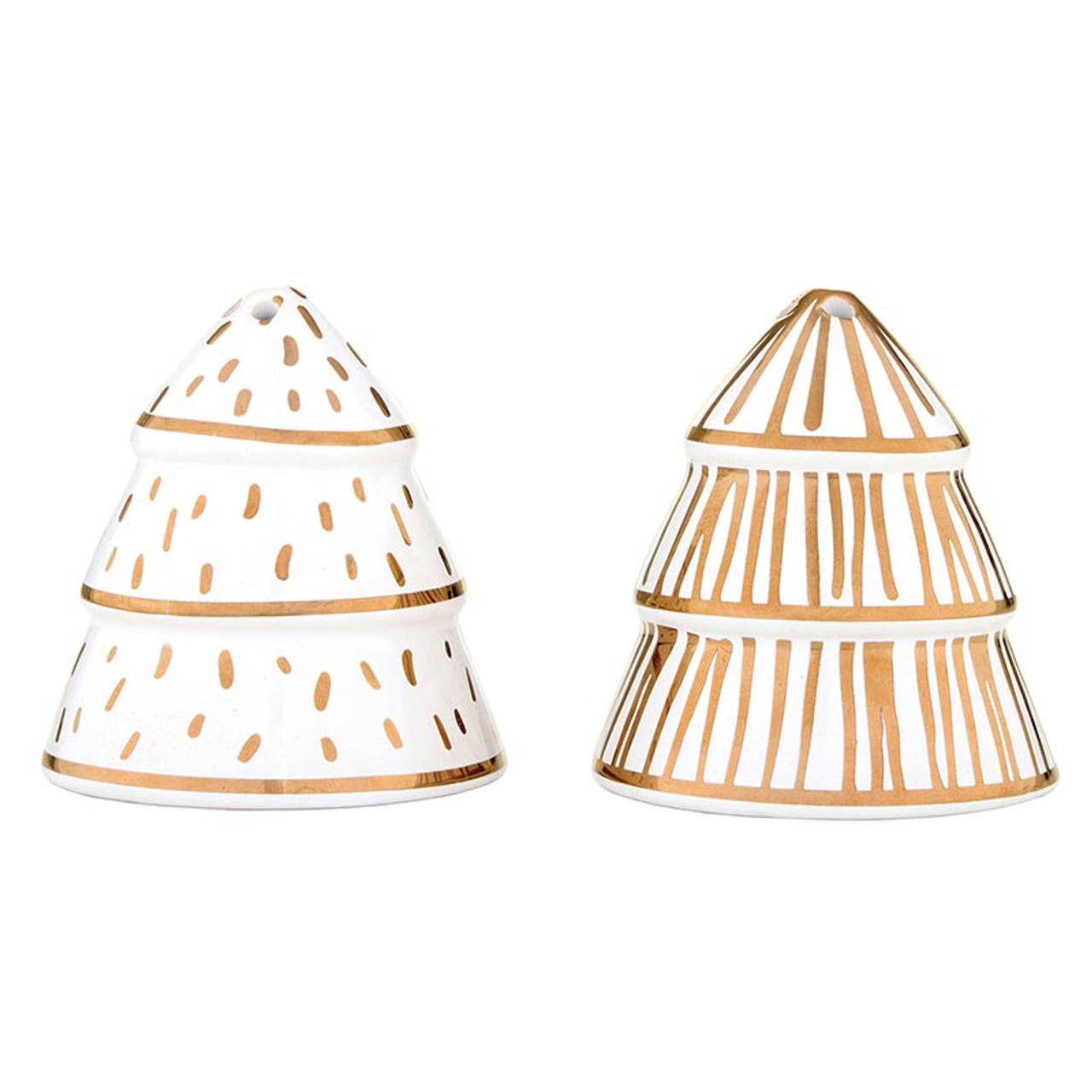 Gold Striped Tree Salt + Pepper Shakers