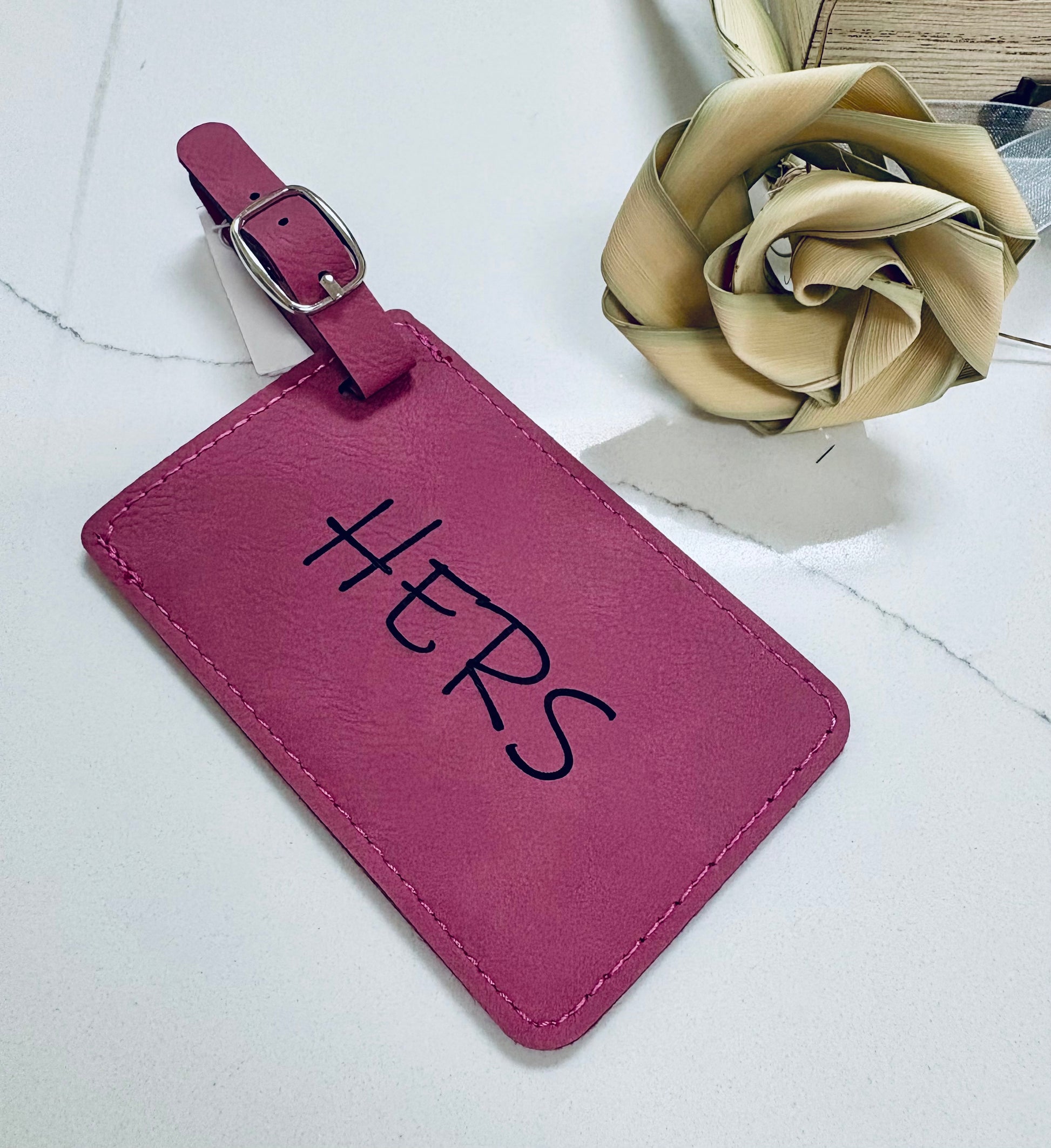 Locally engraved in Charleston luggage tag with a clear window for ID