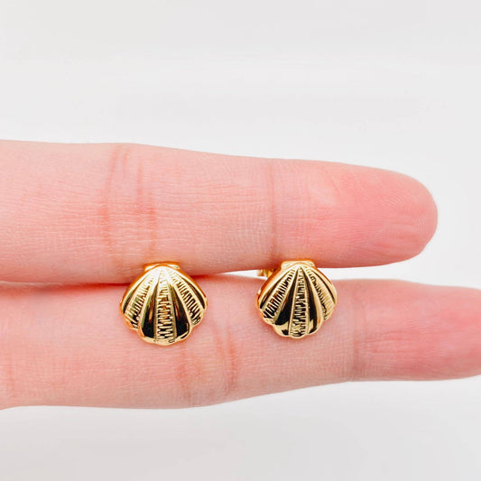 18K Gold Plated Stainless Steel Shell Shape Ear Studs