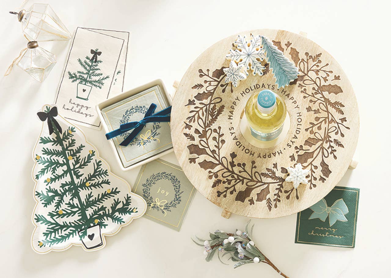 Cocktail Napkins - Merry Christmas Blue Bow