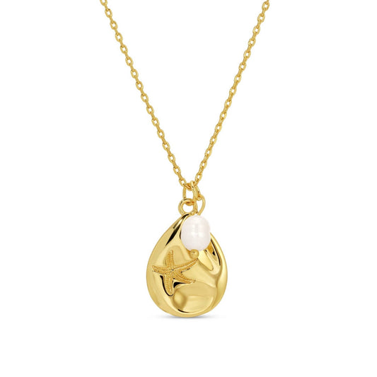 Starfish Accented Pendant With Pearl Charm