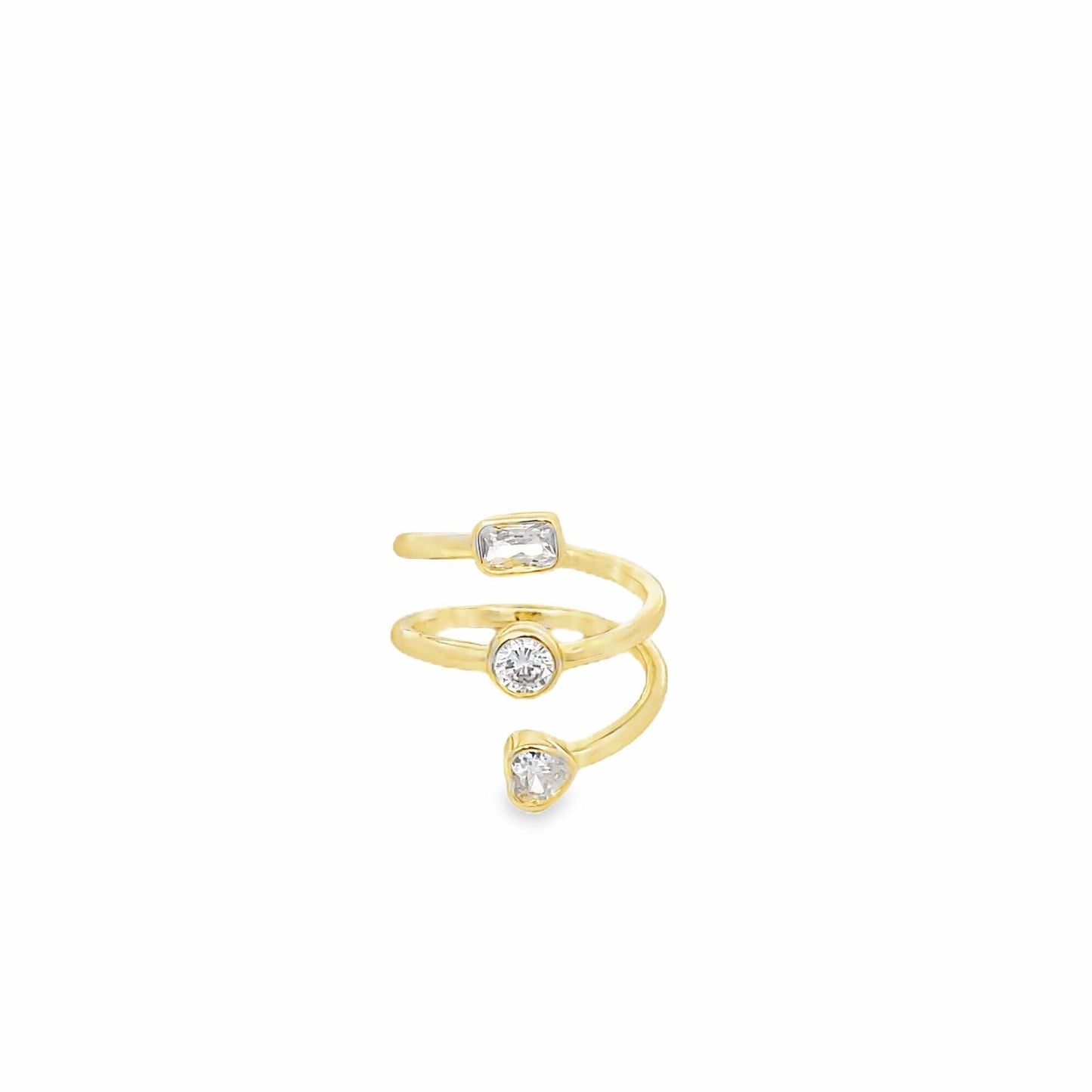 CZ Multi Shape Charms Wrap Ring ~ Water Resistant